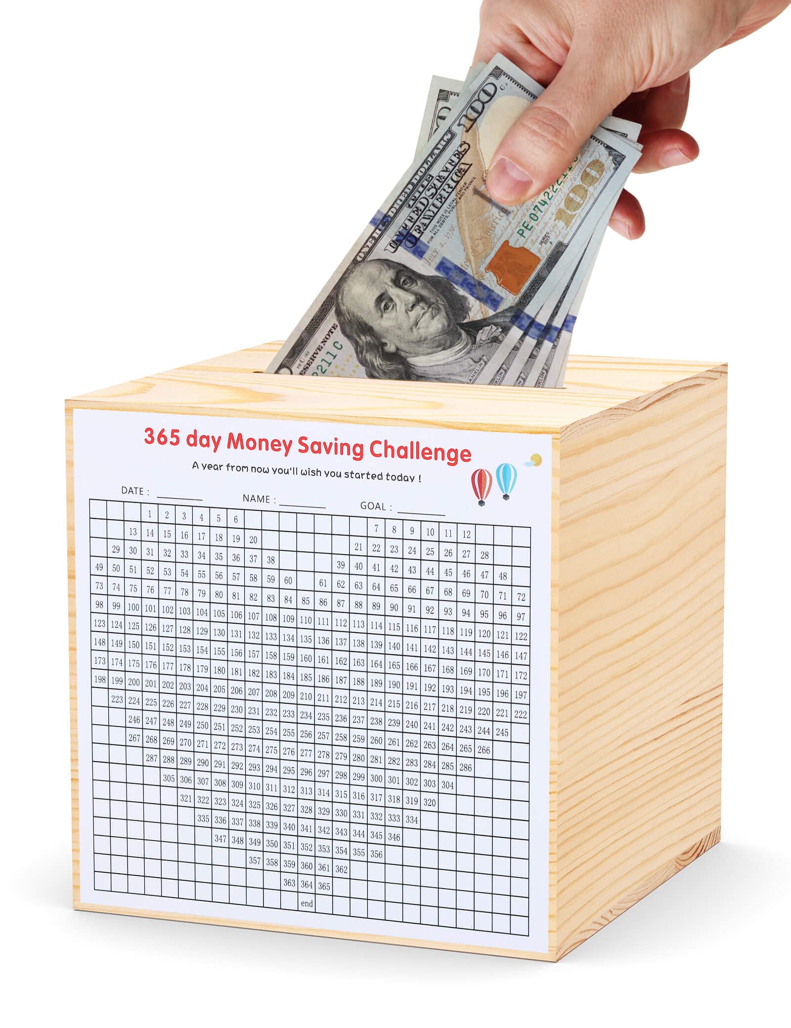 HCHANGEN Natural Wood Piggy Bank – 4.72-Inch Savings Box for Adults & Kids, Cannot Be Opened Without Destroying