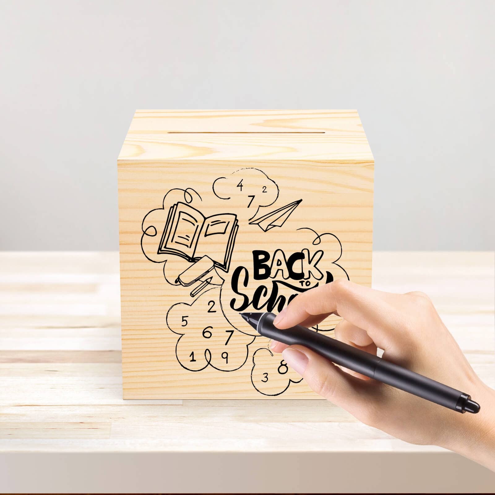 HCHANGEN Natural Wood Piggy Bank – 4.72-Inch Savings Box for Adults & Kids, Cannot Be Opened Without Destroying