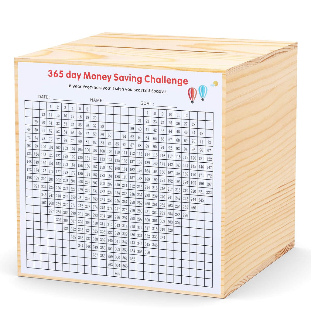 HCHANGEN Natural Wood Piggy Bank – 4.72-Inch Savings Box for Adults & Kids, Cannot Be Opened Without Destroying