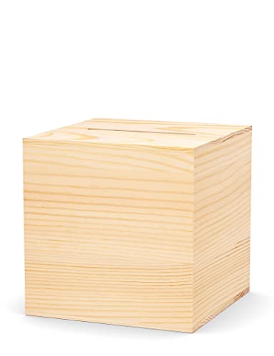 HCHANGEN Natural Wood Piggy Bank – 4.72-Inch Savings Box for Adults & Kids, Cannot Be Opened Without Destroying