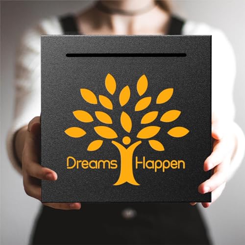HCHANGEN Stainless Steel Piggy Bank - Must Break to Open - 4.72" Black - Dreams Happen