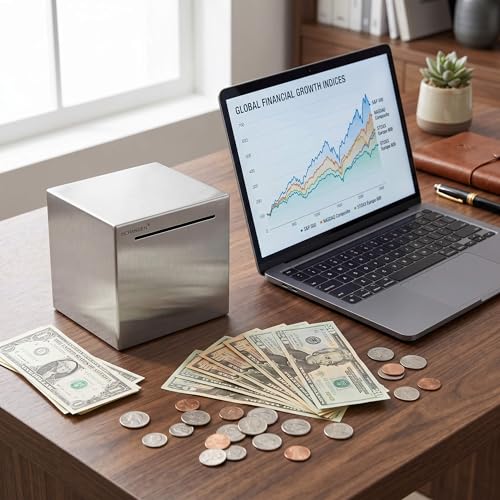 HCHANGEN Stainless Steel Piggy Bank – Break to Open, Silver 4.72" Saving Box for Cash