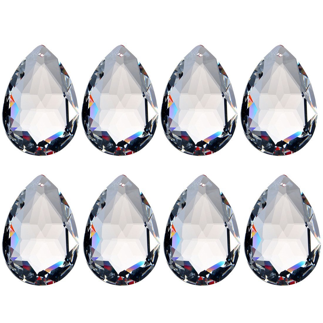 H&D 10-Pack 50mm Crystal Teardrop Prisms - Clear K9 Glass Chandelier Pendants