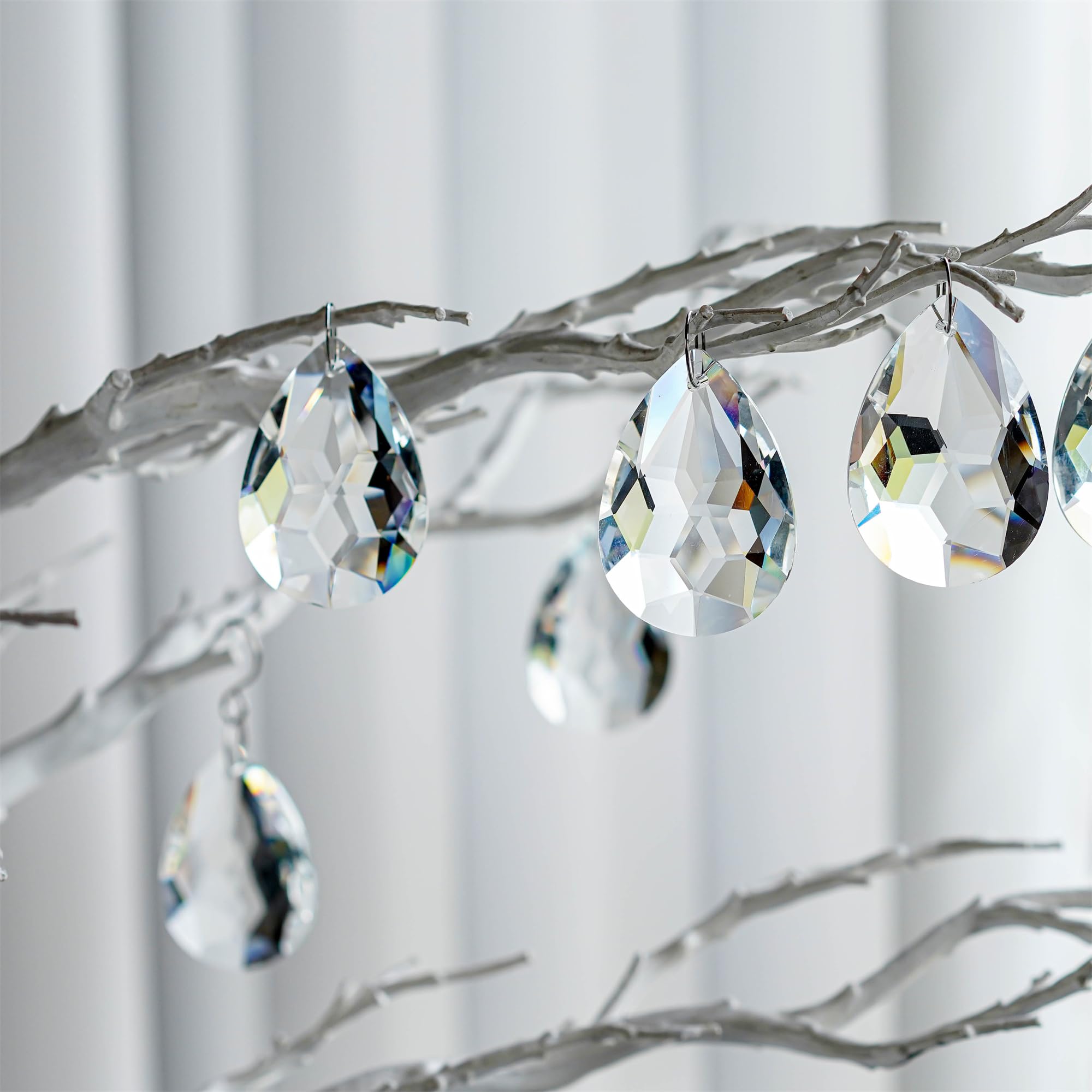H&D 10-Pack 50mm Crystal Teardrop Prisms - Clear K9 Glass Chandelier Pendants