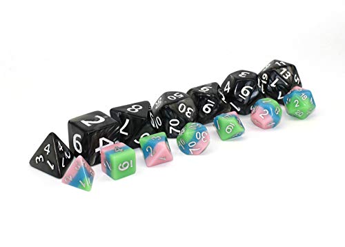 HD Giant Black 25mm Polyhedral Dice Set – 7 Oversized RPG Dice with Pearl Texture, Easy-Read Numbers for D&D, Pathfinder, MTG