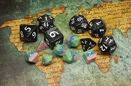 HD Giant Black 25mm Polyhedral Dice Set – 7 Oversized RPG Dice with Pearl Texture, Easy-Read Numbers for D&D, Pathfinder, MTG