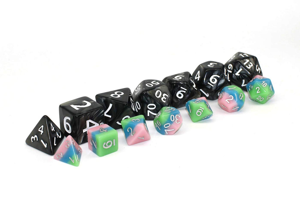 HD Giant Black 25mm Polyhedral Dice Set – 7 Oversized RPG Dice with Pearl Texture, Easy-Read Numbers for D&D, Pathfinder, MTG