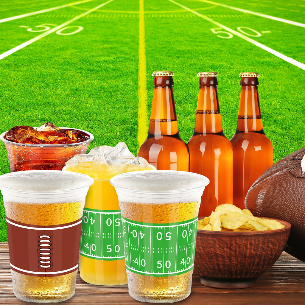Heartome 50 Pack Football Party Cups – 16 oz Disposable Plastic Cups with 2 Classic Designs for Game Day