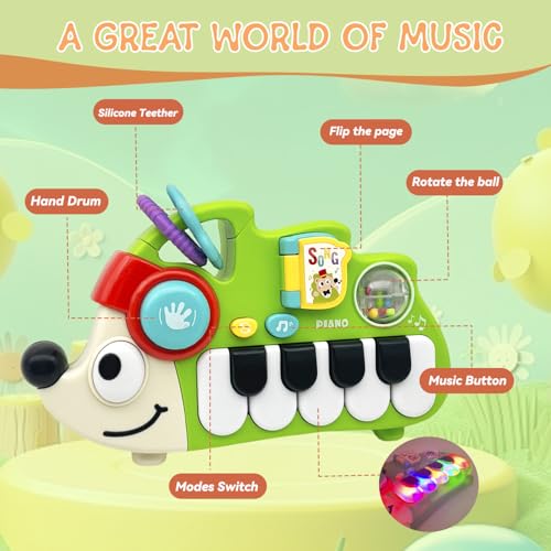 Hedgehog Musical Toy for 1 Year Old – Light Up Baby Piano with Sounds and Numbers