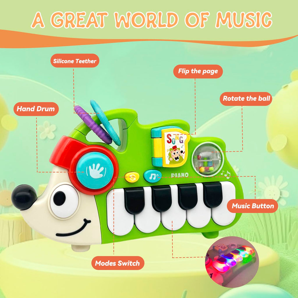 Hedgehog Musical Toy for 1 Year Old – Light Up Baby Piano with Sounds and Numbers
