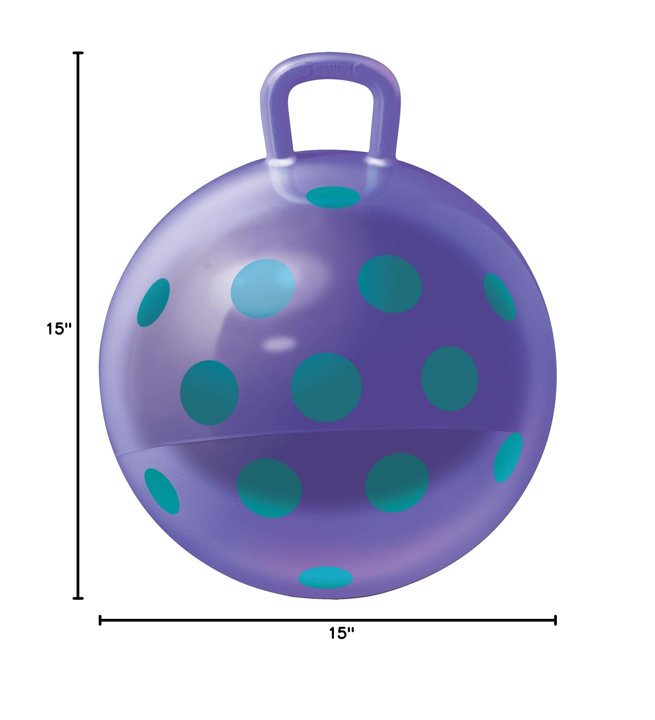 Hedstrom 15-Inch Metallic Purple Polka Dot Hopper Ball, Indoor Outdoor Bouncing Toy