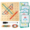 HEELWIRE Wooden Geoboard - Montessori STEM Toy with Pattern Cards and Rubber Bands for Kids Ages 3+