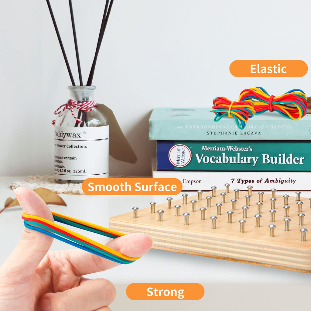HEELWIRE Wooden Geoboard - Montessori STEM Toy with Pattern Cards and Rubber Bands for Kids Ages 3+