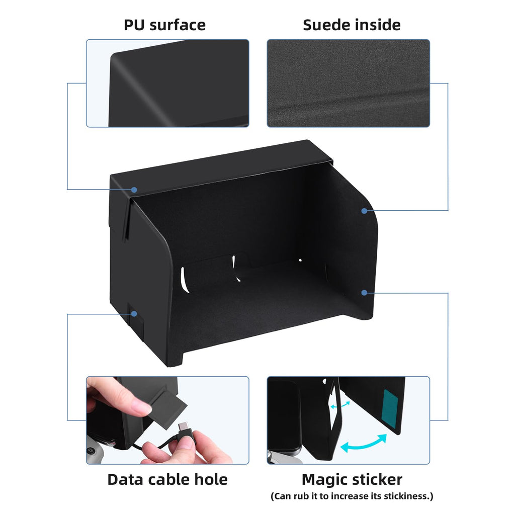 HeiyRC Anti-Glare Foldable Sun Hood for DJI Controllers – Compatible with Mini 4 Pro, Air 3, Mavic 3, and More