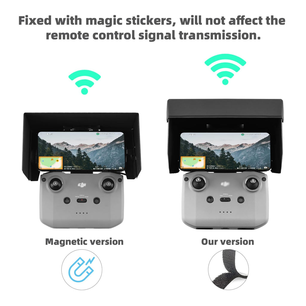 HeiyRC Anti-Glare Foldable Sun Hood for DJI Controllers – Compatible with Mini 4 Pro, Air 3, Mavic 3, and More