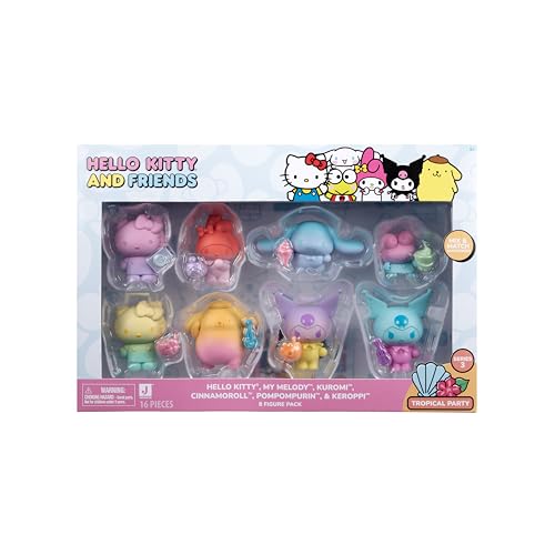 Hello Kitty and Friends Ombre Tropical Party 8-Pack - 2-Inch Figures with Removable Accessories, Series 3