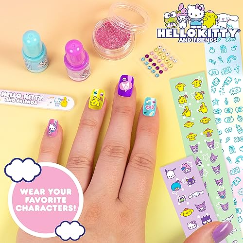 Hello Kitty and Friends Sparkling Nail Art Kit – Water-Based Polishes, Press-On Nails & Stickers