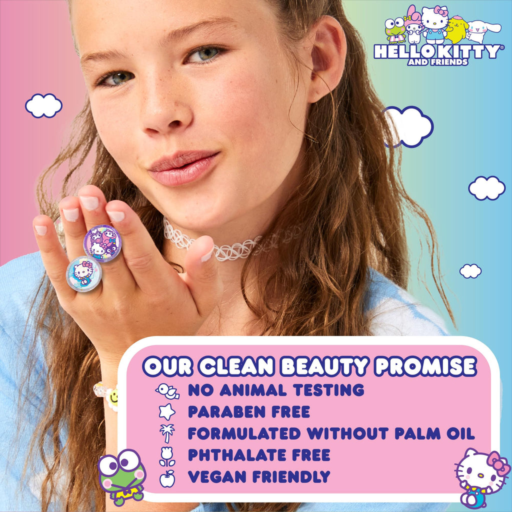 Hello Kitty and Friends Sparkling Nail Art Kit – Water-Based Polishes, Press-On Nails & Stickers