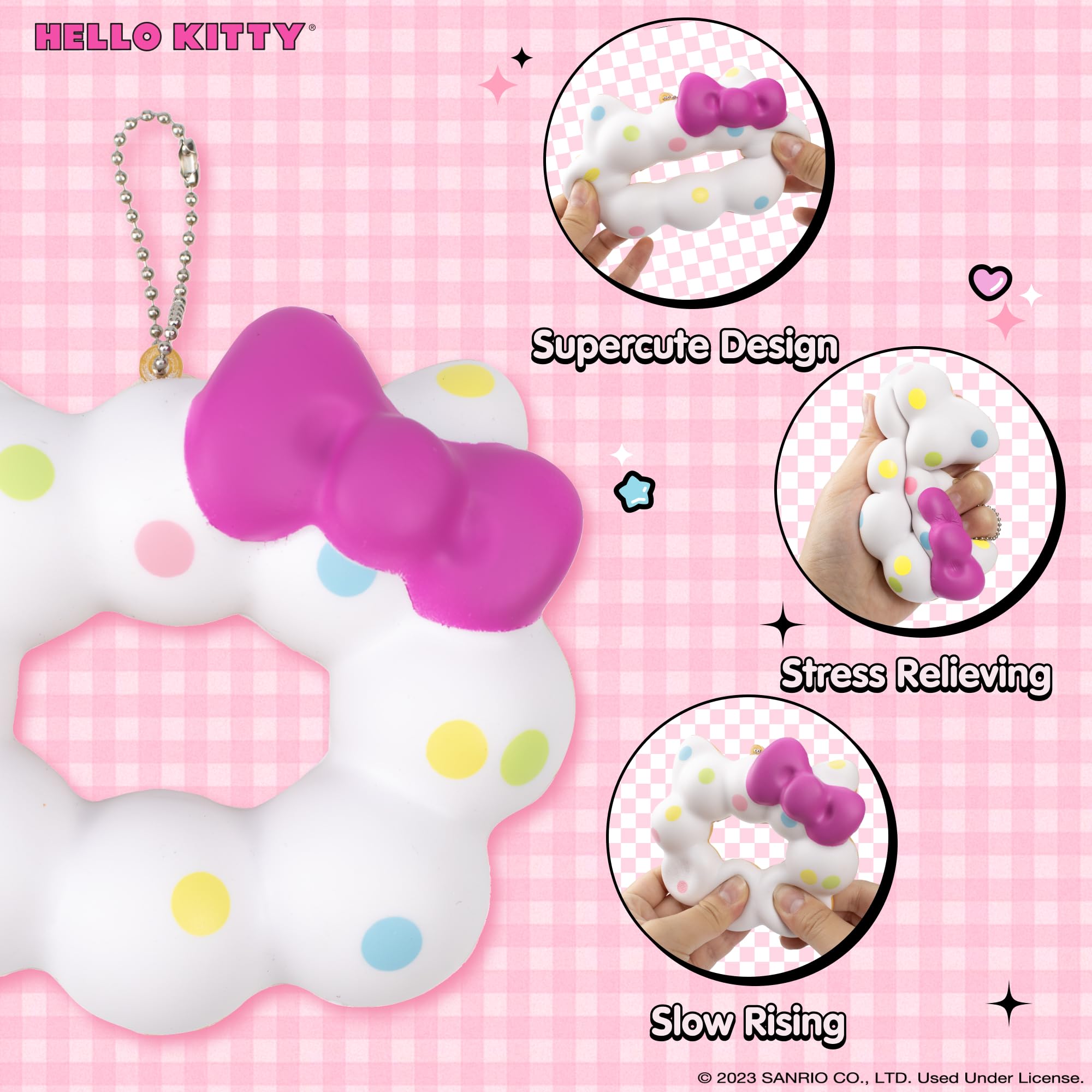 Hello Kitty Mochi Donut Squishy Keychain - Slow Rising Kawaii Stress Toy by Hamee