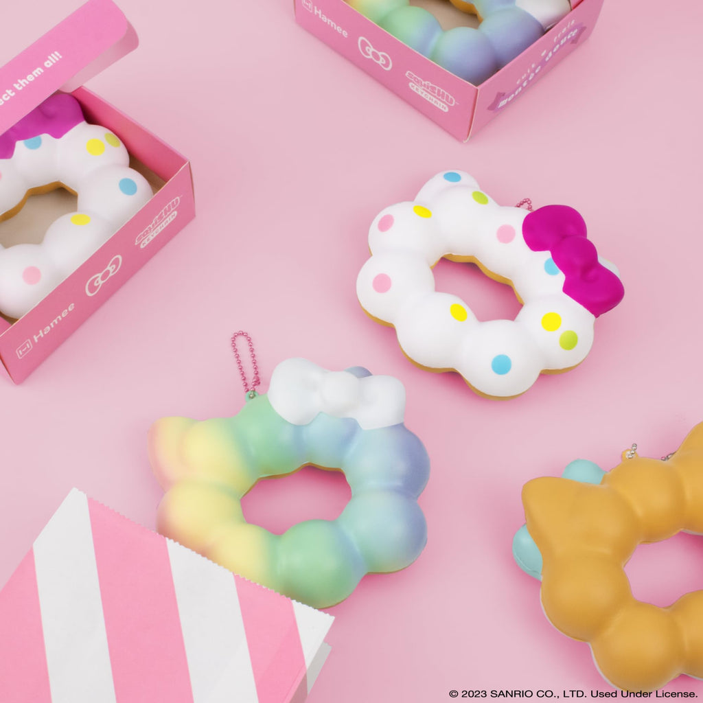 Hello Kitty Mochi Donut Squishy Keychain - Slow Rising Kawaii Stress Toy by Hamee