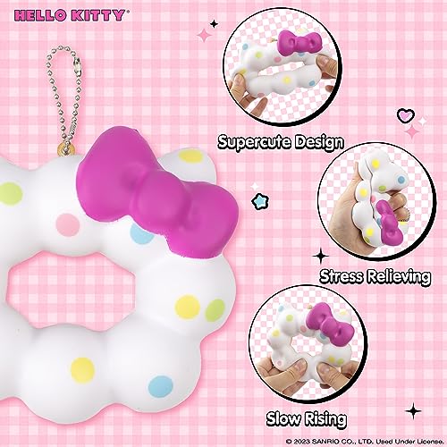 Hello Kitty Mochi Donut Squishy Keychain - Slow Rising Kawaii Stress Toy by Hamee
