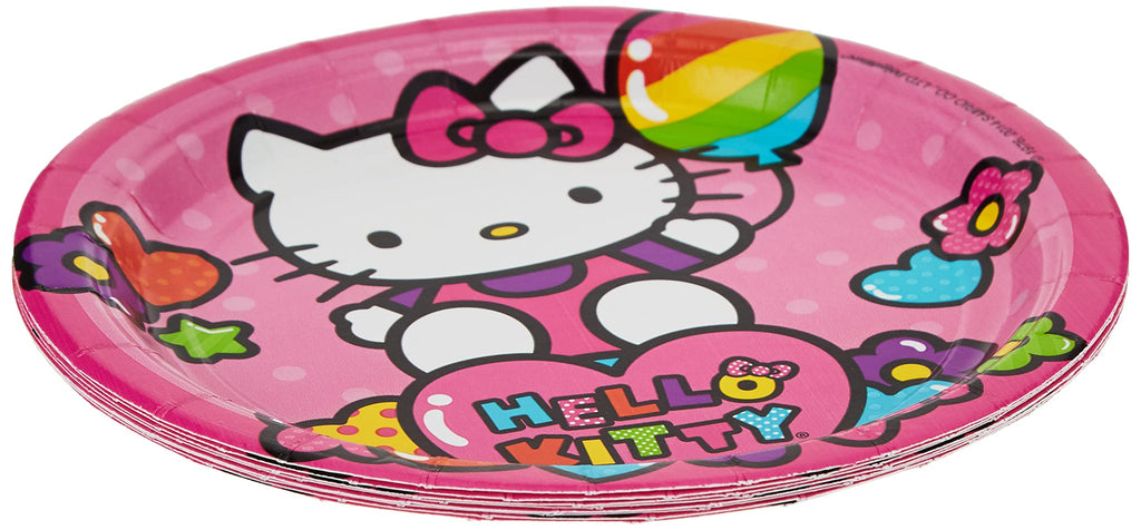 Hello Kitty Rainbow Round Paper Plates – 7" Multicolor Pack of 8