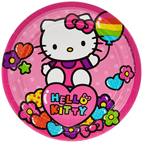 Hello Kitty Rainbow Round Paper Plates – 7" Multicolor Pack of 8