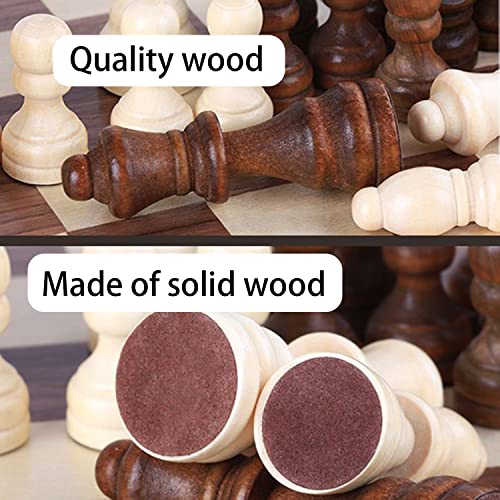 Hellpnoom Wooden Staunton Chess Pieces – 3 Inch King, Solid Wood, Includes Storage Bag