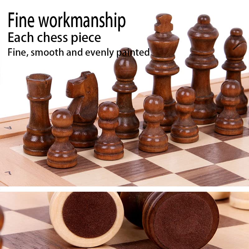 Hellpnoom Wooden Staunton Chess Pieces – 3 Inch King, Solid Wood, Includes Storage Bag