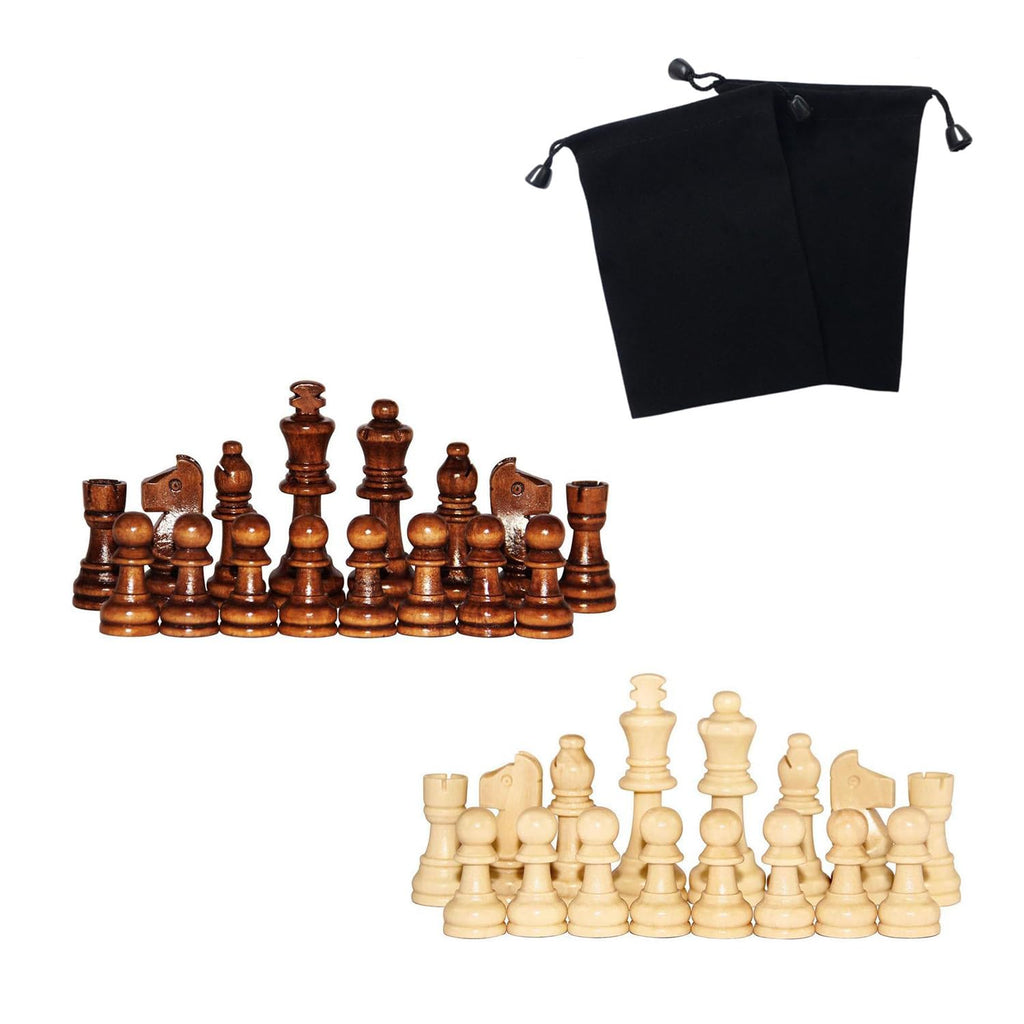 Hellpnoom Wooden Staunton Chess Pieces – 3 Inch King, Solid Wood, Includes Storage Bag