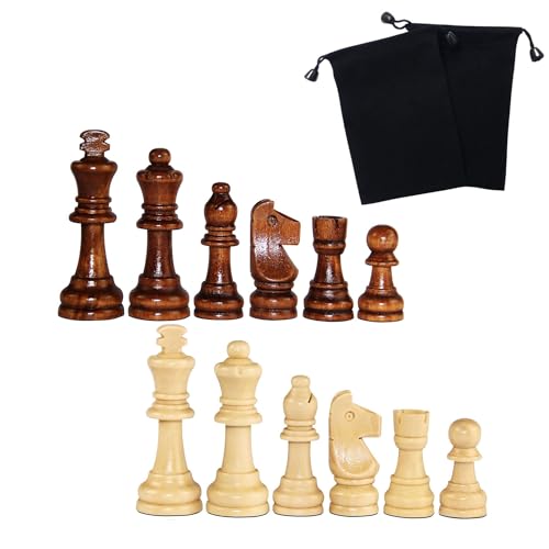 Hellpnoom Wooden Staunton Chess Pieces – 3 Inch King, Solid Wood, Includes Storage Bag