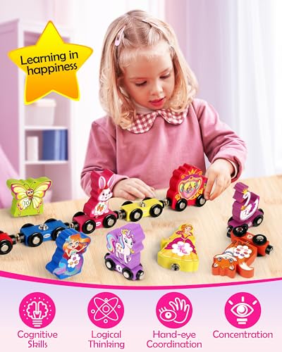 Helsort Wooden Number Train Set – 11-Piece Magnetic Unicorn Train for Toddlers Ages 3-5