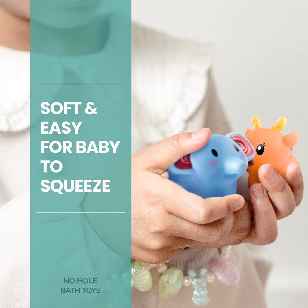 Hely Cancy Infant Bath Toys 18 Months+ – No Hole, Soft Rubber Animal Bathtub Toys, Dishwasher Safe