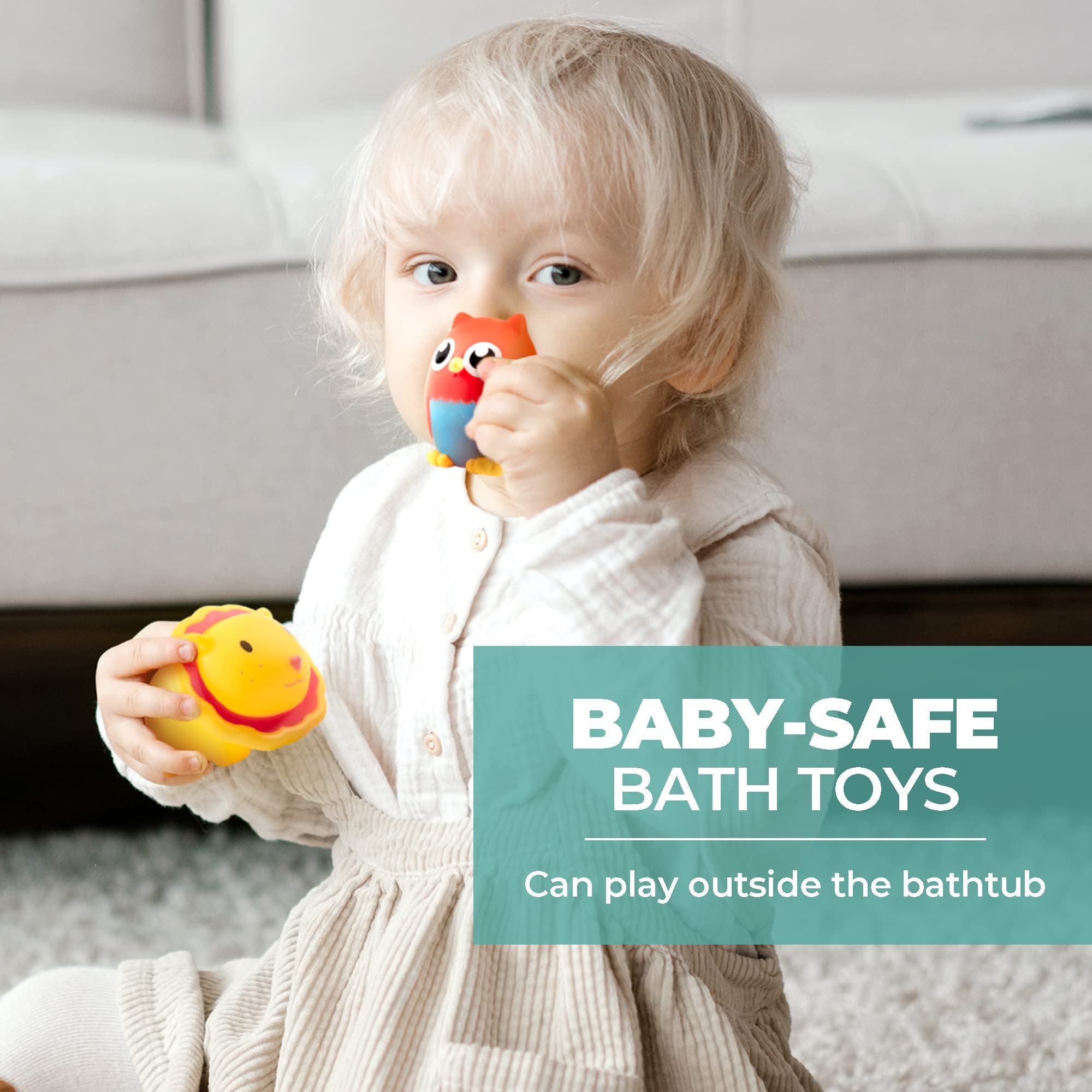 Hely Cancy Infant Bath Toys 18 Months+ – No Hole, Soft Rubber Animal Bathtub Toys, Dishwasher Safe