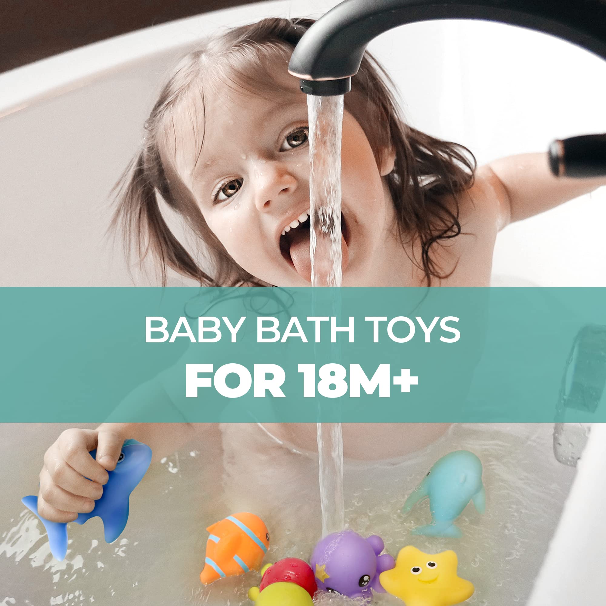 Hely Cancy Infant Bath Toys – No Hole Animal Bathtub Toys for 18 Months+