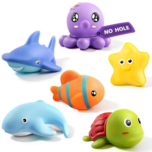 Hely Cancy Infant Bath Toys – No Hole Animal Bathtub Toys for 18 Months+