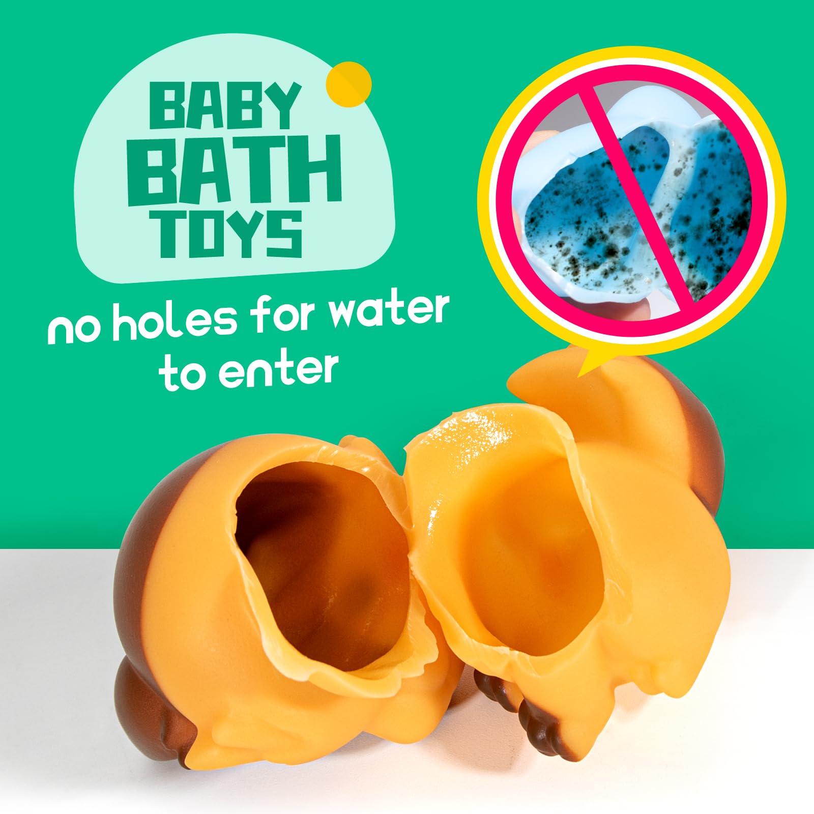Hely Cancy No-Hole Baby Bath Toys – Soft Rubber, Dishwasher Safe, for Ages 0 Months+