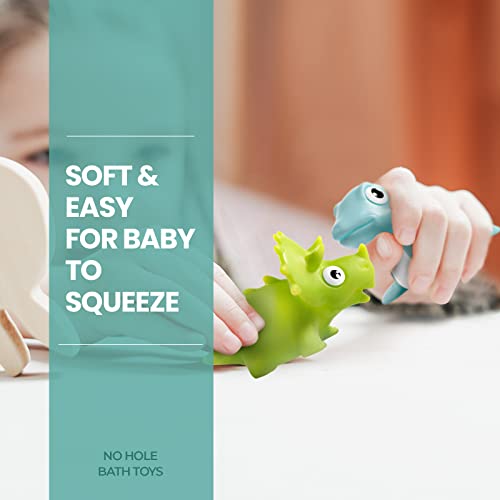 Hely Cancy No-Hole Infant Bath Toys – Soft Rubber Animal Bath Toys for 18+ Months, Dishwasher-Safe