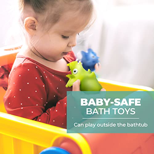 Hely Cancy No-Hole Infant Bath Toys – Soft Rubber Animal Bath Toys for 18+ Months, Dishwasher-Safe