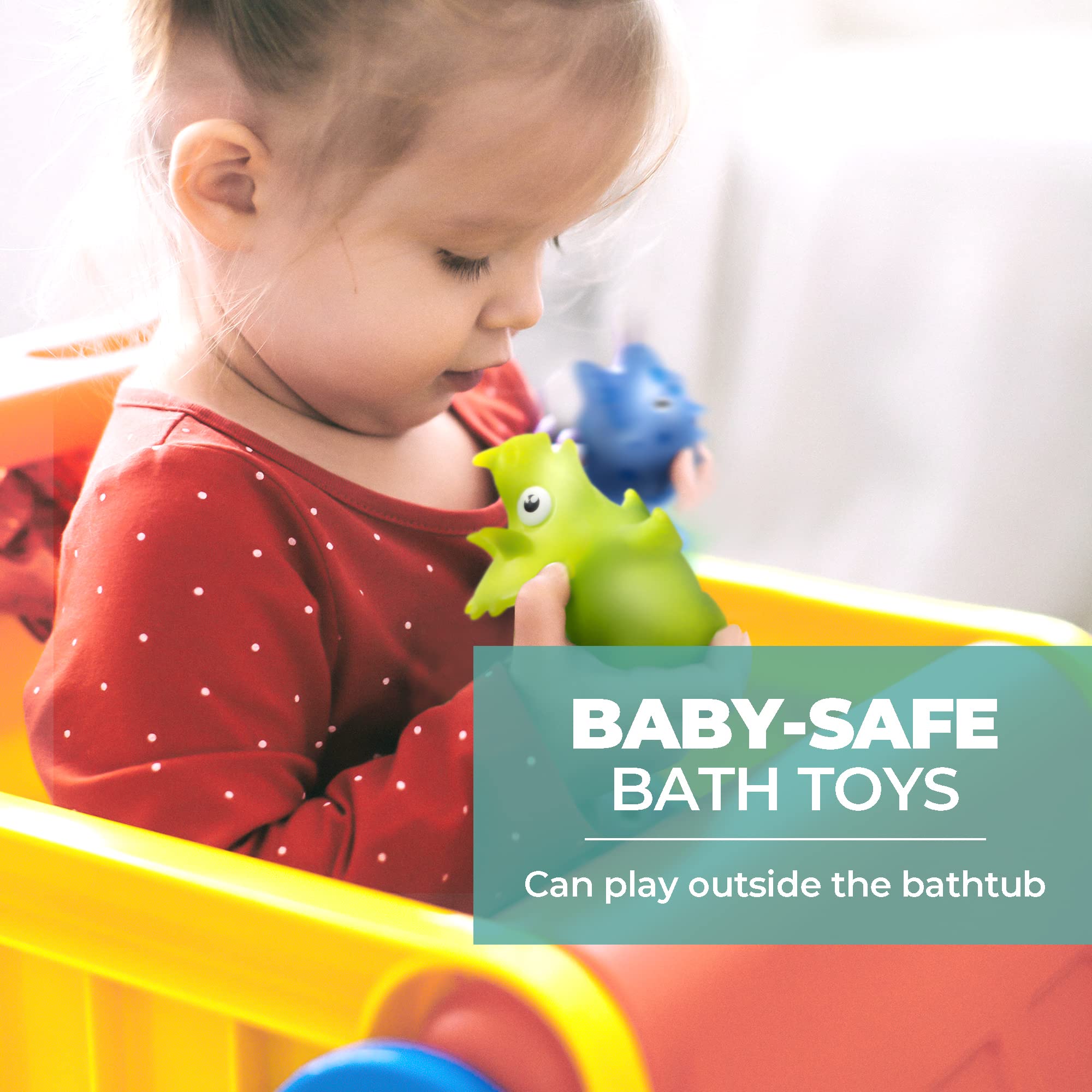 Hely Cancy No-Hole Infant Bath Toys – Soft Rubber Animal Bath Toys for 18+ Months, Dishwasher-Safe