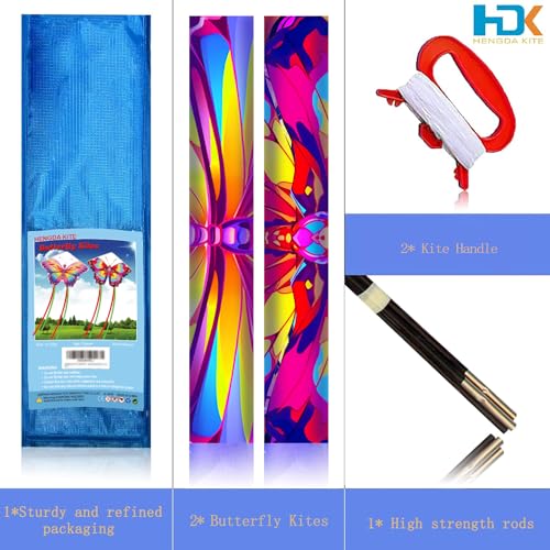 HENGDA KITE 2-Pack Butterfly Kite for Beginners - Easy to Fly, Nylon, Pink, 53 inch