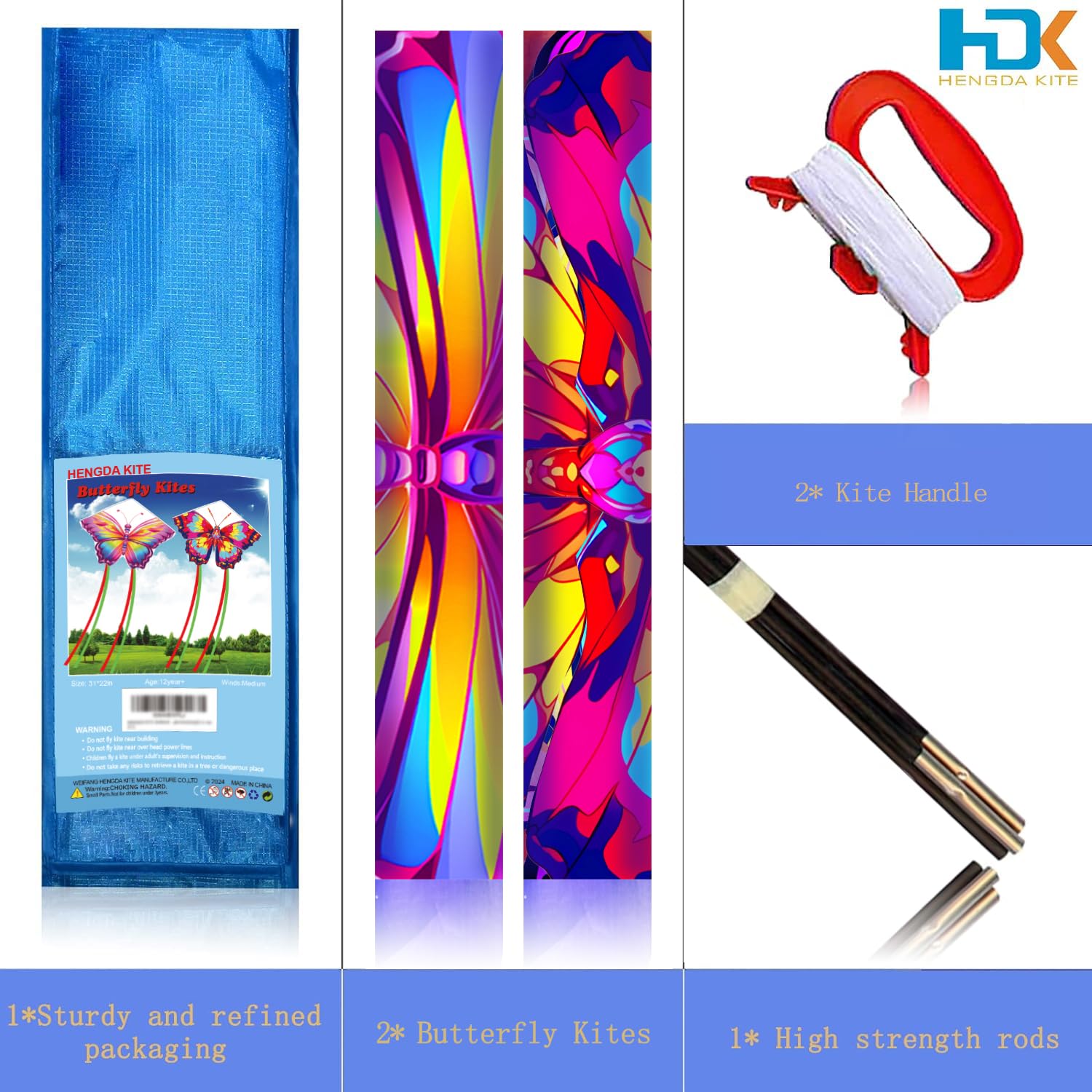 HENGDA KITE 2-Pack Butterfly Kite for Beginners - Easy to Fly, Nylon, Pink, 53 inch