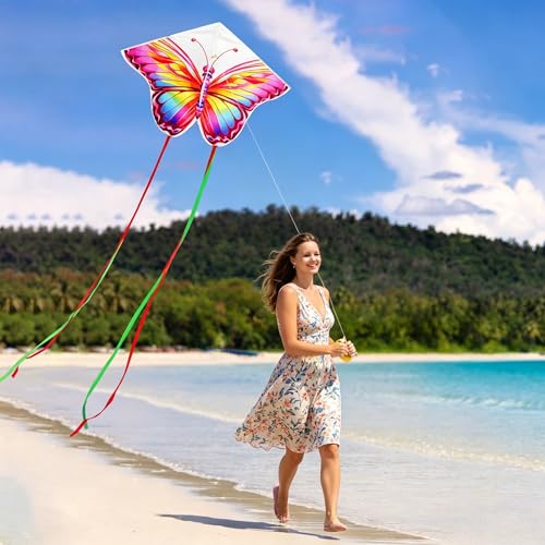 HENGDA KITE 2-Pack Butterfly Kite for Beginners - Easy to Fly, Nylon, Pink, 53 inch