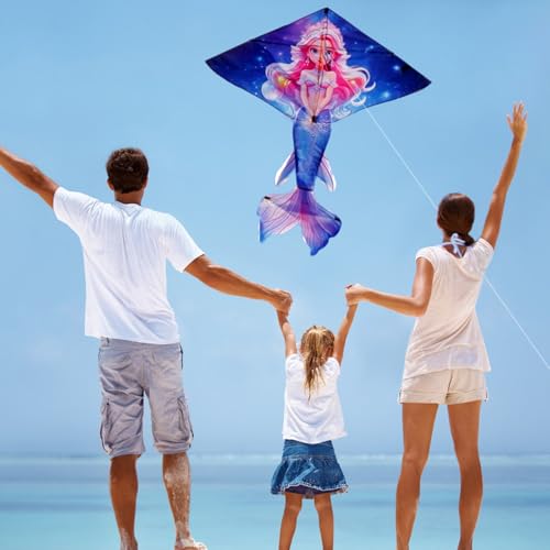 HENGDA KITE Mermaid Kite for Kids – 43x54 Inch Easy-to-Fly Outdoor Kite