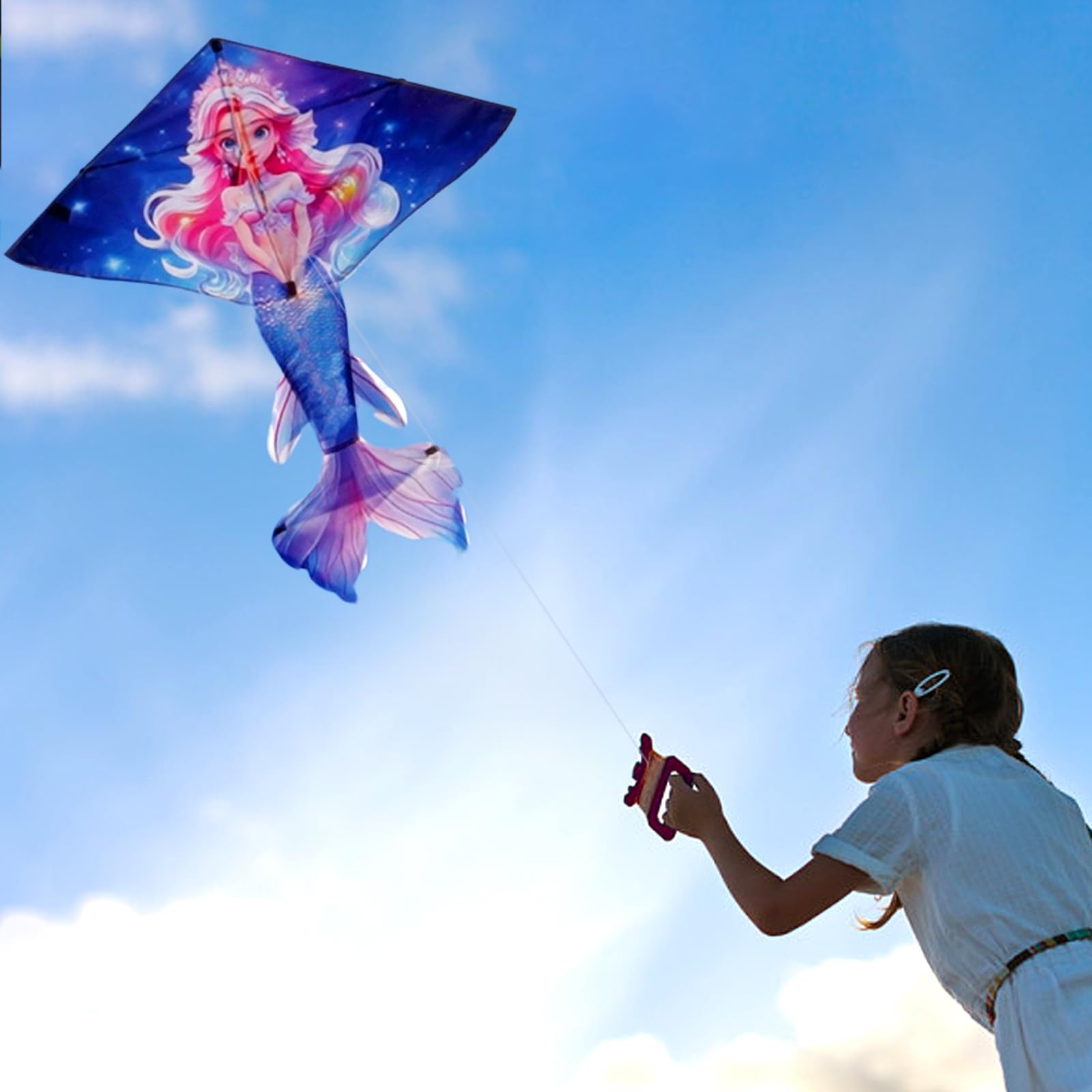HENGDA KITE Mermaid Kite for Kids – 43x54 Inch Easy-to-Fly Outdoor Kite