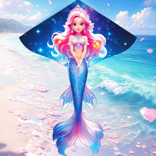 HENGDA KITE Mermaid Kite for Kids – 43x54 Inch Easy-to-Fly Outdoor Kite