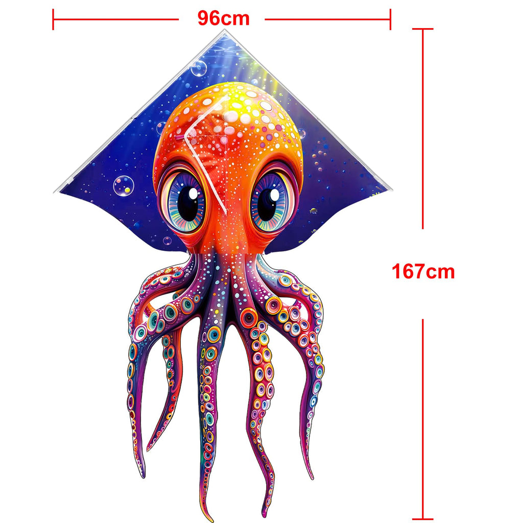 HENGDA KITE Octopus Kite – 37x65 Inch, Easy to Fly for Kids and Adults