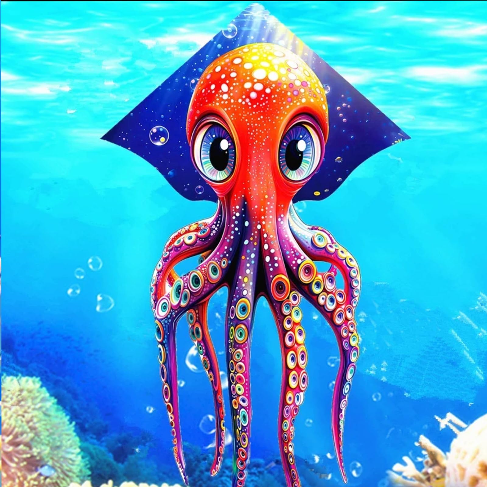 HENGDA KITE Octopus Kite – 37x65 Inch, Easy to Fly for Kids and Adults