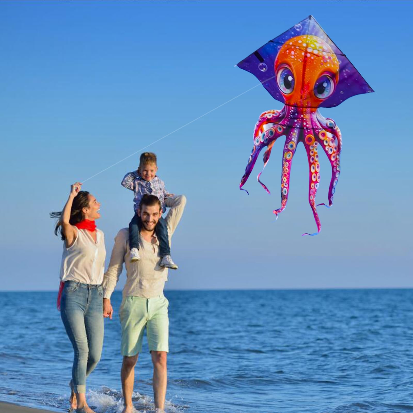 HENGDA KITE Octopus Kite – 37x65 Inch, Easy to Fly for Kids and Adults