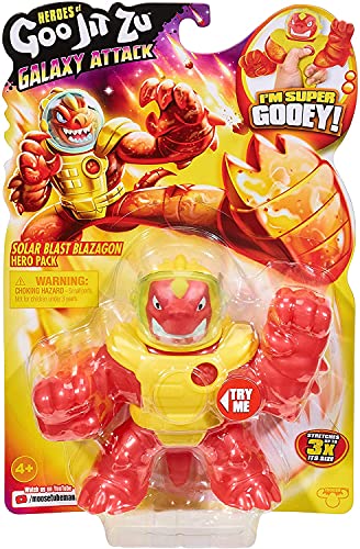 Heroes of Goo Jit Zu Galaxy Attack Solar Blast Blazagon Action Figure - Stretchy Goo Toy with Visor Flip